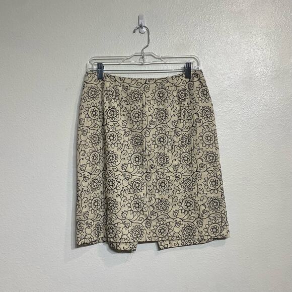 Worthington Ivory Floral Embroidered Midi Pencil Skirt Sz 8 - Picture 1 of 10